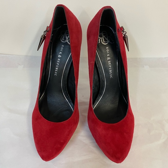 Rock & Republic Red Suede Hidden Platform Heels - Picture 4 of 10